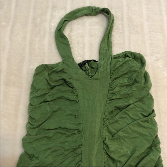 BOGO Free🦋 Long Luxury Green Ruched Halter Style Tank Top - Picture 2 of 11